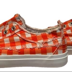 Corkys Babalu Orange Gingham Women’s Slip On Shoes Size 7